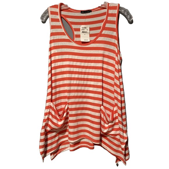 Ella Moss Orange & White Striped Swing Tank Top with Pockets Size Medium - Picture 1 of 10